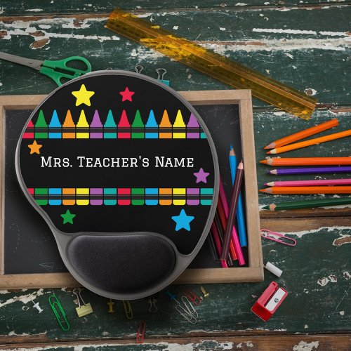 Teacher Personalized Colorful Crayon School Gel Mouse Pad