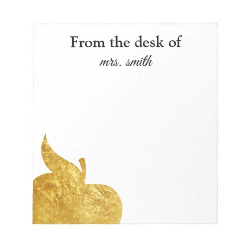 Teacher Personalized Gold Apple Notepad