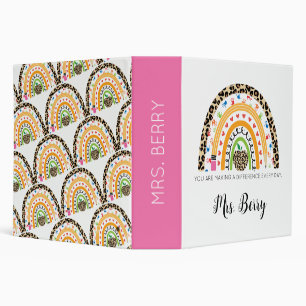 Teacher Personalized Modern Rainbow 3 Ring Binder