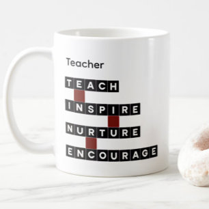 Teacher Personalized Name Values Black Tile Coffee Mug