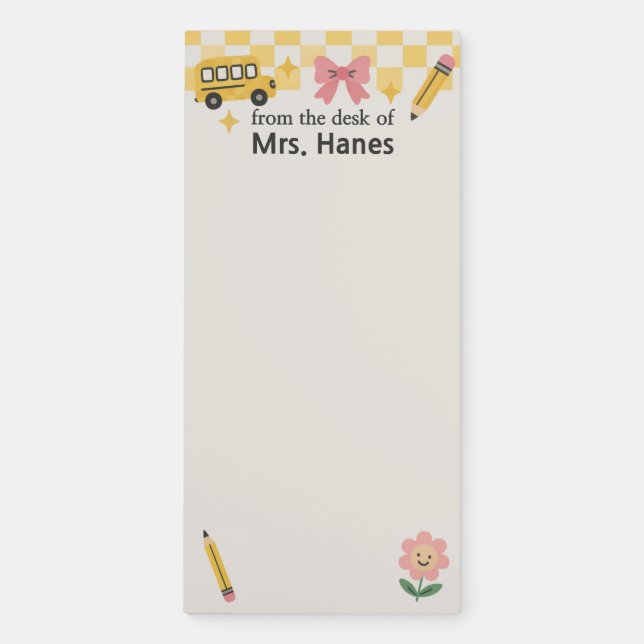 Teacher Personalized Notes Magnet Magnetic Notepad (Front)
