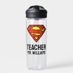 Teacher Personalized Superman Logo Water Bottle