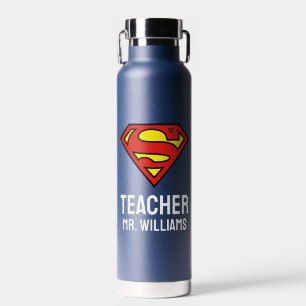 Teacher Personalized Superman Logo Water Bottle