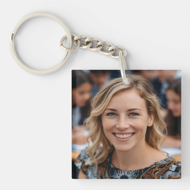 Teacher Photo Customize Personalize Keychain (Front)