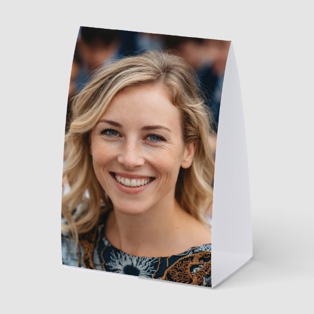 Teacher Photo Customize Personalize Paper Table Tent (Front)