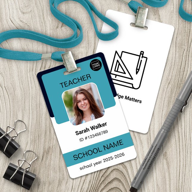 Teacher Photo ID Badge - School Staff - Dusty Blue (Teacher Photo ID Badge - School Staff - Dusty Blue)