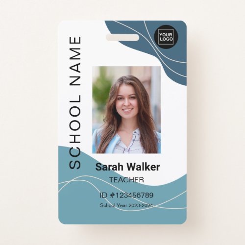 Teacher photo ID of an employee or student blue Badge