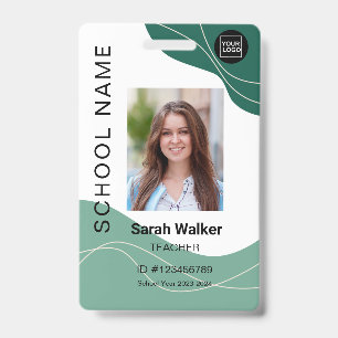 Teacher photo ID of an employee or student green Badge