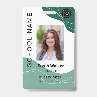 Teacher photo ID of an employee or student green Badge