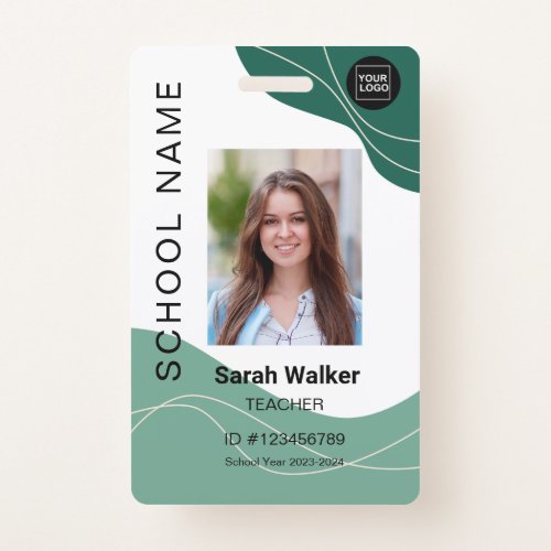 Teacher photo ID of an employee or student green Badge