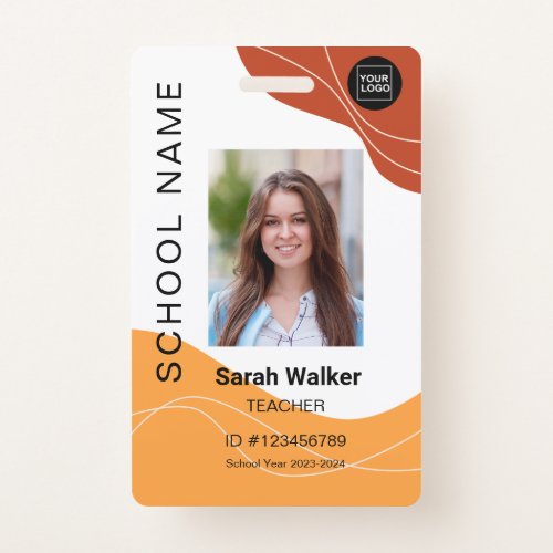 Teacher photo ID of an employee or student yellow  Badge