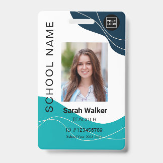 Teacher photo ID of an employee student navy blue Badge