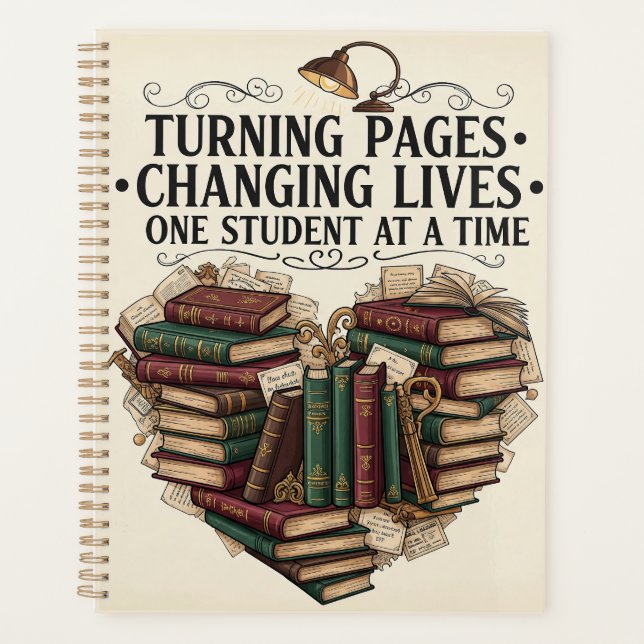 Teacher Planner | Turning Pages Book Heart (Front)