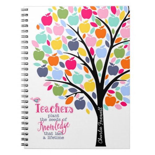 teacher plant a seed of knowledge colourful apple notebook