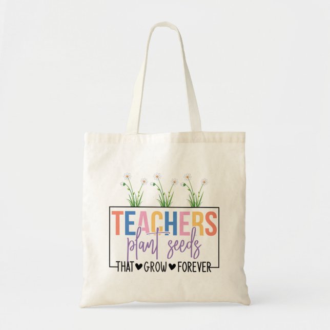 Teacher Plant Seeds Colorful Tote Bag (Front)