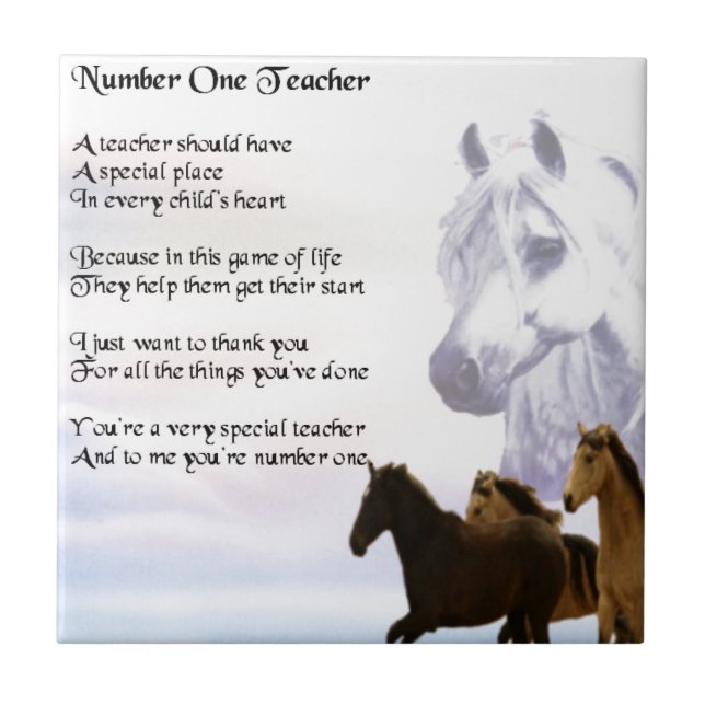Teacher Poem  -  Horses Design Ceramic Tile (Front)