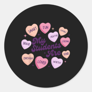 Teacher Positive Affirmations Valentine Candy Hear Classic Round Sticker
