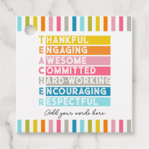 Teacher positive wording retirement Nursery Favor Tags