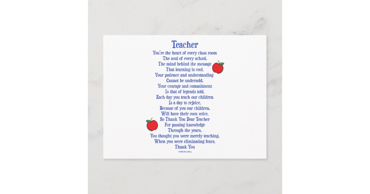 Teacher Postcard | Zazzle.com