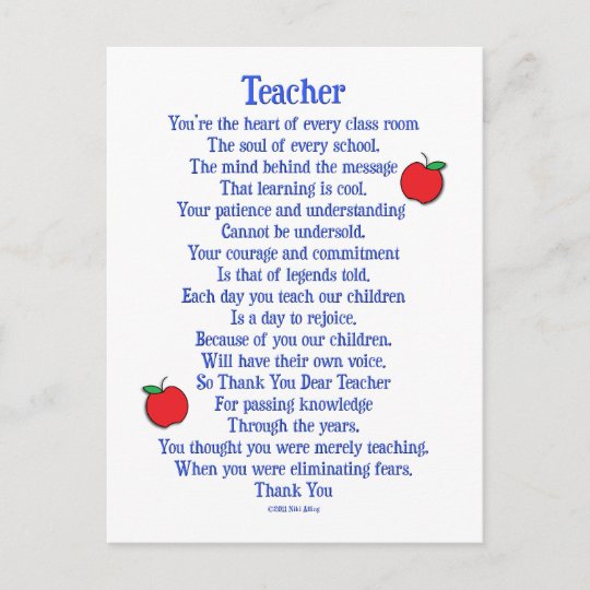 Teacher Postcard | Zazzle.com