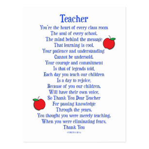 Teacher Appreciation Postcards - No Minimum Quantity | Zazzle