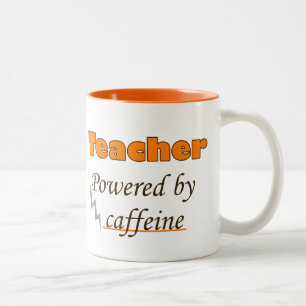 Teacher Powered by caffeine Two-Tone Coffee Mug