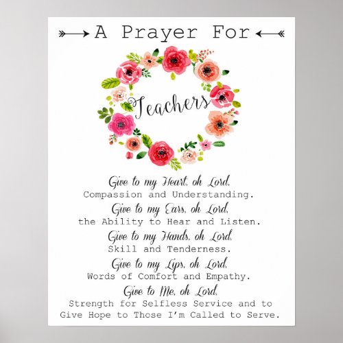 Teacher Prayer Art Poster
