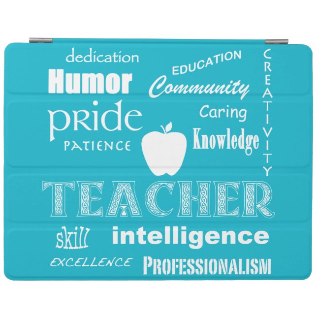 Teacher Pride+Apple/White Text Design iPad Smart Cover (Horizontal)