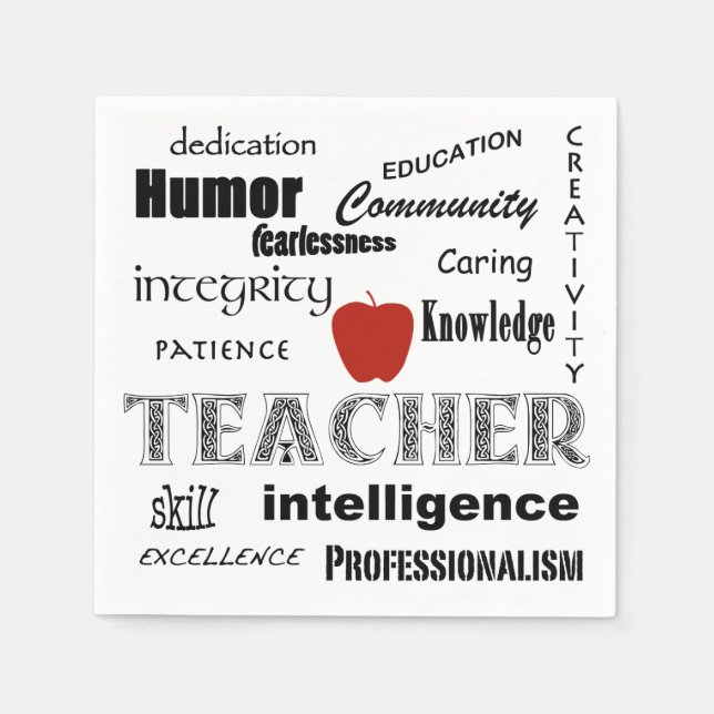 Teacher Pride+Red Apple Paper Napkins (Front)
