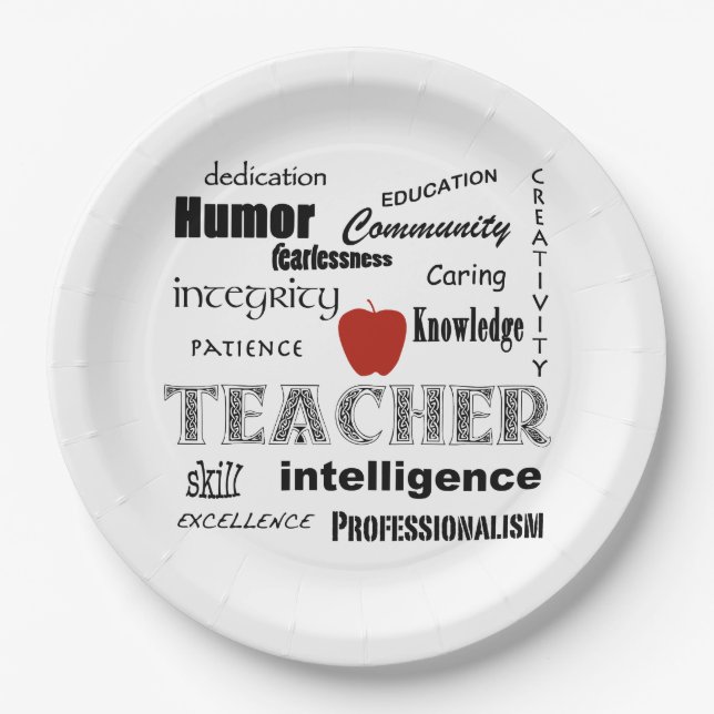Teacher Pride+Red Apple Paper Plates (Front)