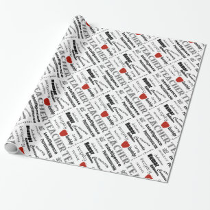 Teacher Pride+Red Apple/Text Design Wrapping Paper
