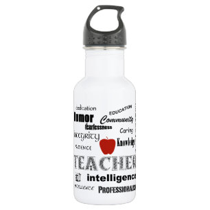 Teacher Pride+Red Apple Water Bottle