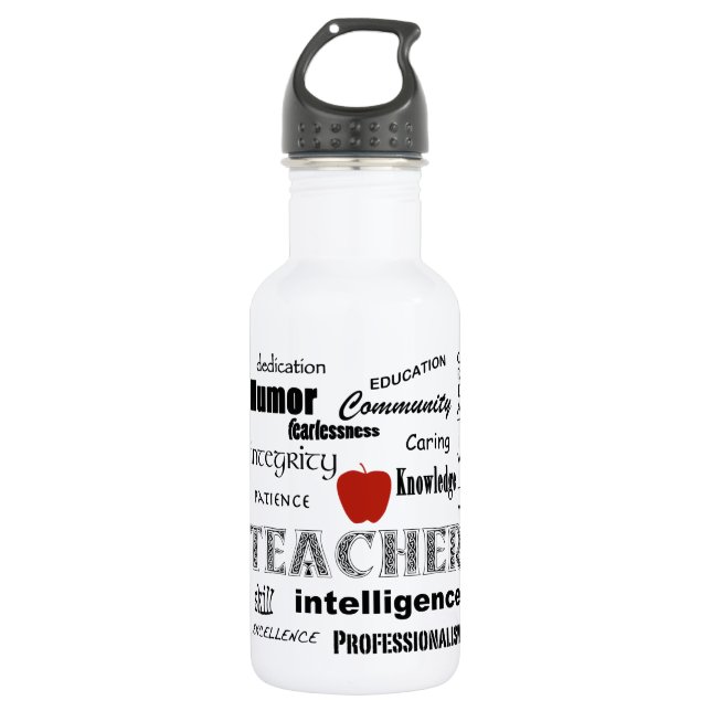 Teacher Pride+Red Apple Water Bottle (Front)
