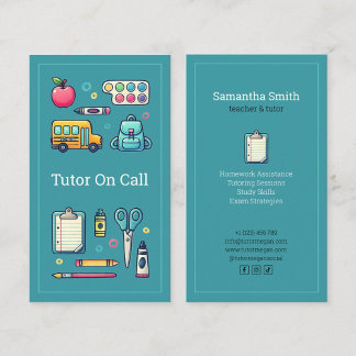 teacher private tutor blue domicile tutor business card