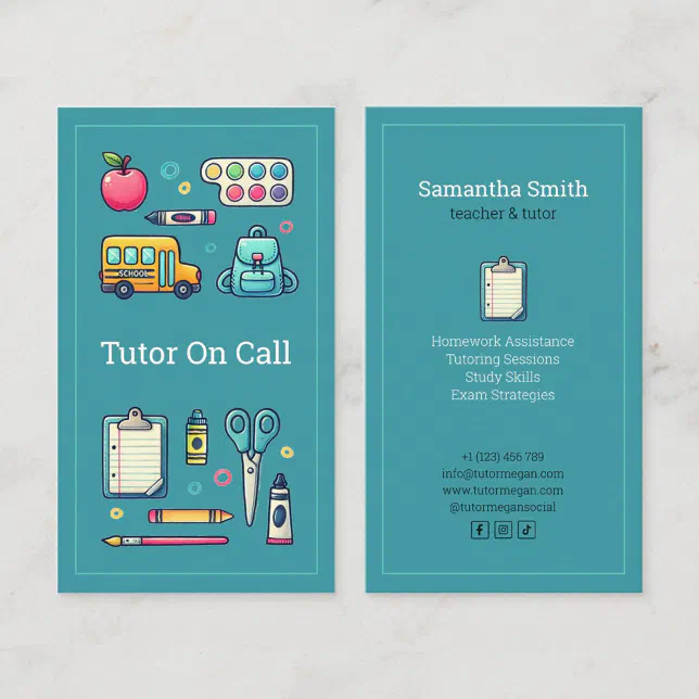 Tutor Business Card Example teacher private tutor blue domicile tutor business card | Zazzle