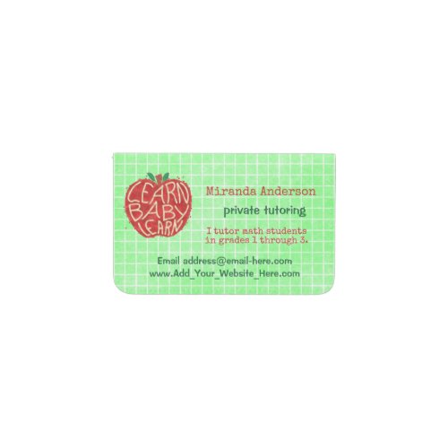 Teacher Private Tutor Learn Baby Apple and Grid Card Holder