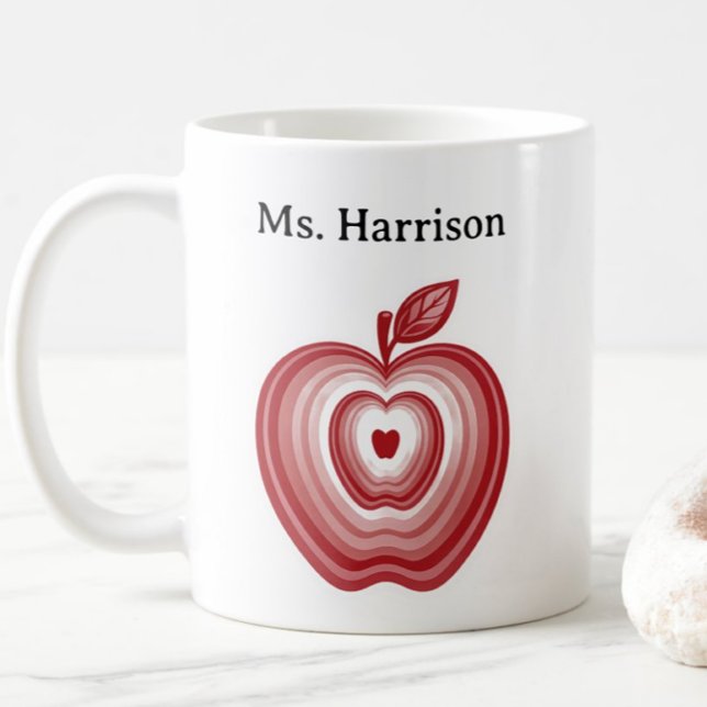 Teacher Professor Custom Name Red Apple Gift Coffee Mug (Creator Uploaded)