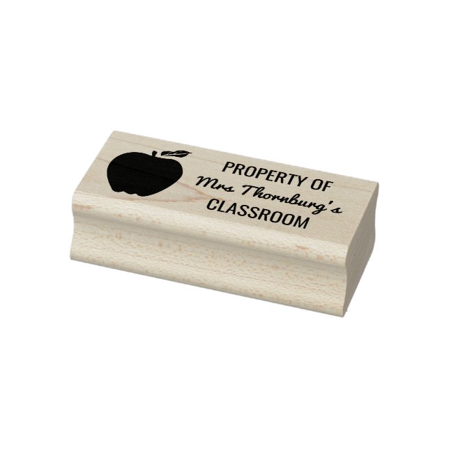 Teacher Property of Classroom Apple Silhouette Rubber Stamp (Stamp)