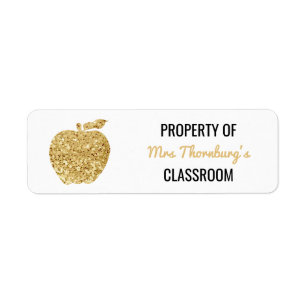 Teacher Property of Classroom Faux Gold Glitter Label