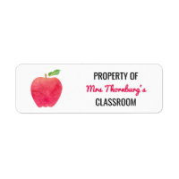 Teacher Property of Classroom Watercolor Red Apple