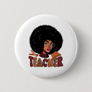 Teacher Proud Job Team Costume Afro Man Black Hist Button