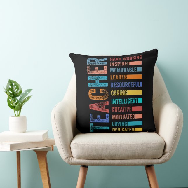 Teacher Qualities Throw Pillow (Chair)