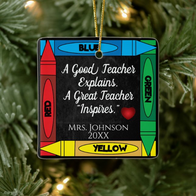 Teacher Quote #1 - Personalize Ceramic Ornament (Tree)