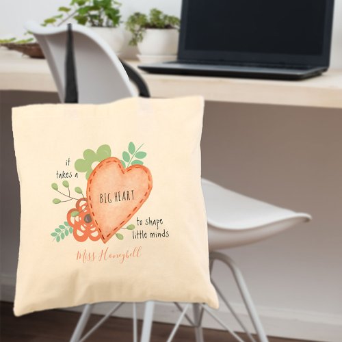 Teacher Quote Country Doodle Big Heart Tote Bag