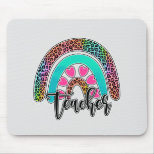 Teacher Rainbow – Colorful Leopard Print Mouse Pad