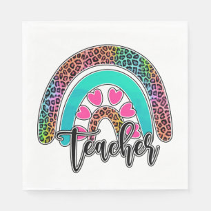 Teacher Rainbow – Colorful Leopard Print Napkins