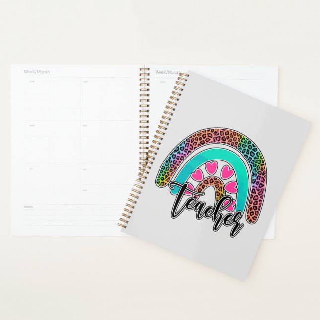 Teacher Rainbow – Colorful Leopard Print Planner (Display)