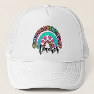 Teacher Rainbow – Colorful Leopard Print Trucker Hat
