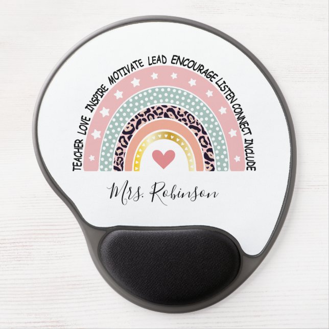 Teacher Rainbow Custom Gel Mouse Pad (Front)