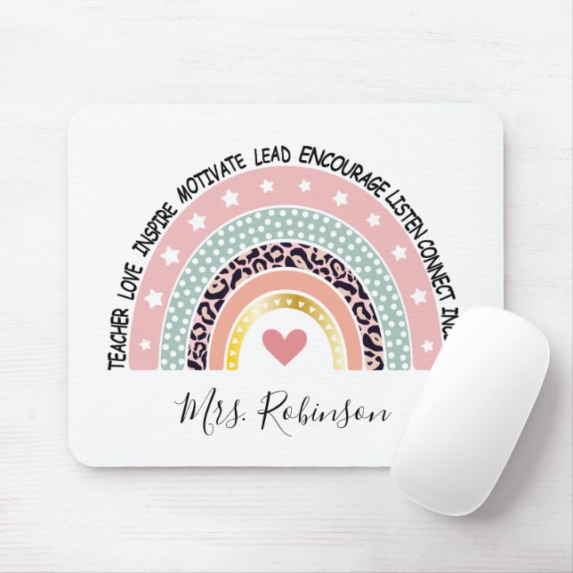 Teacher Rainbow Custom Mouse Pad (With Mouse)